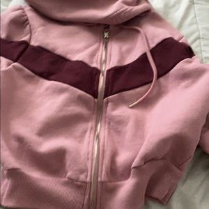 Cropped pink and maroon jacket